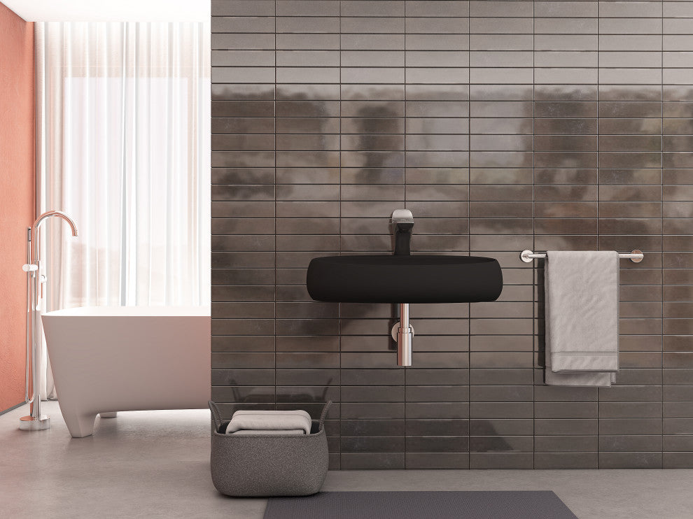 Rosaria 24" Wall Mounted Porcelain Sink, Matte Black, Single Faucet Hole
