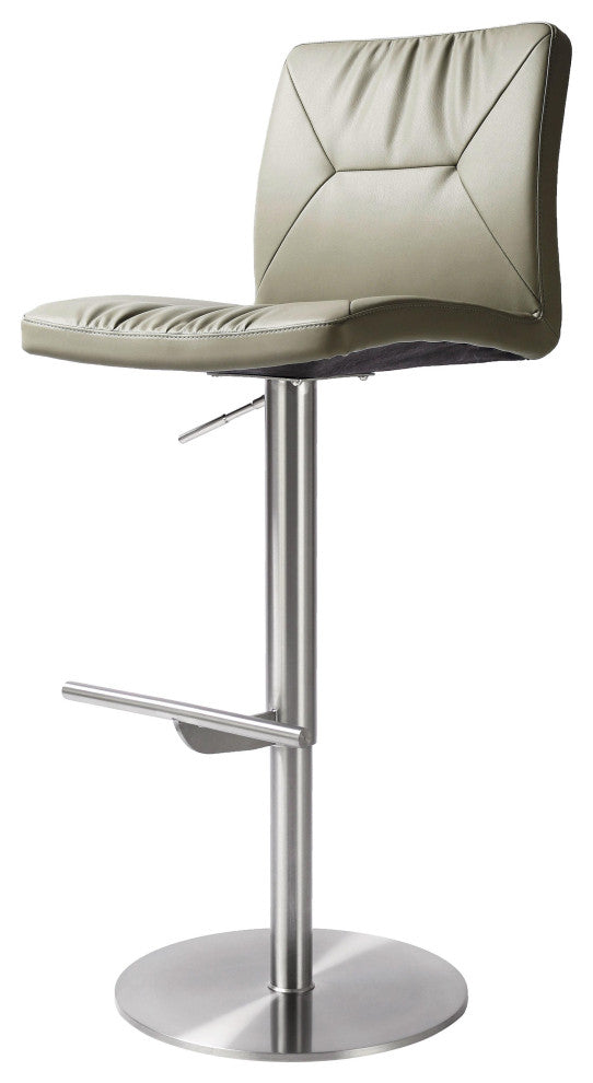 Paddy Light Gray Vegan Leather on Silver Adjustable Stool
