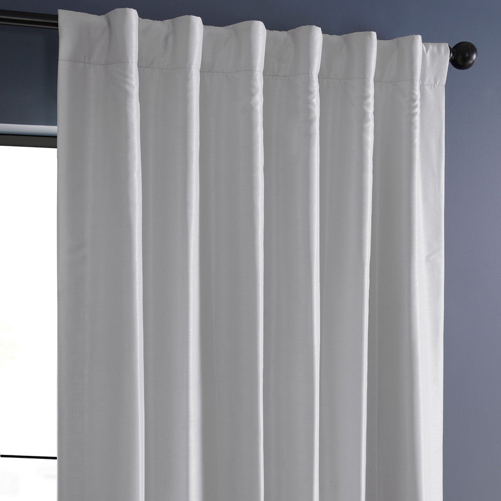 Blackout Vintage Textured Faux Dupioni Silk Curtain Single Panel, Ice, 50"x96"