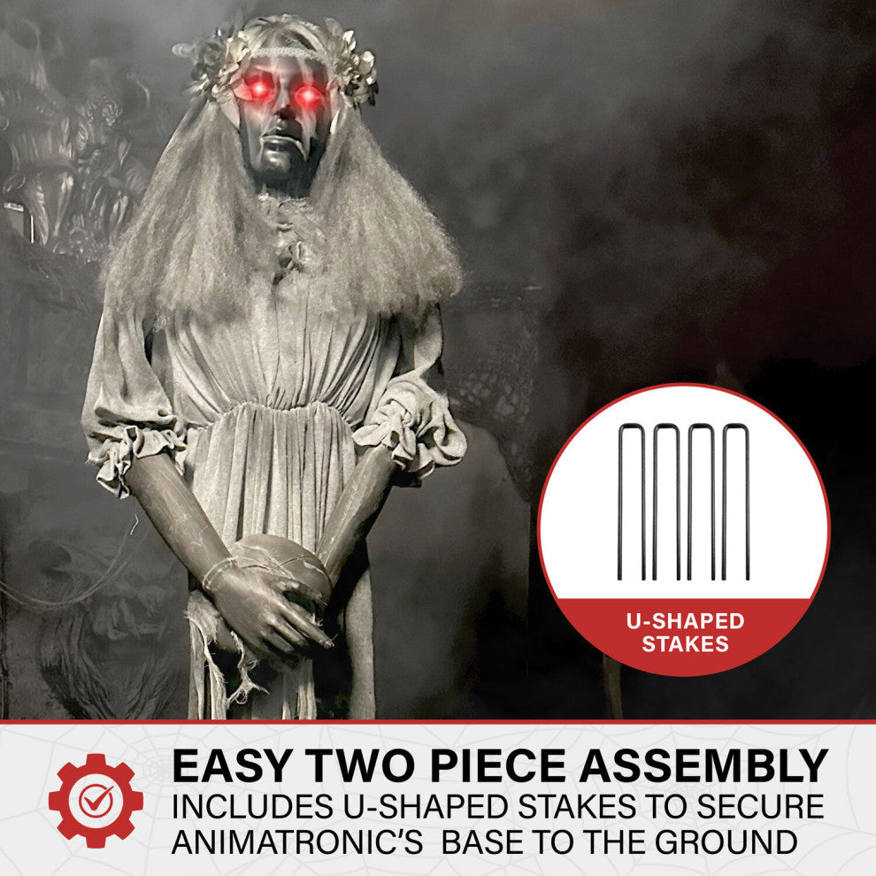 Lifesize Animatronic Haunted Lady Statue, Lights and Sound