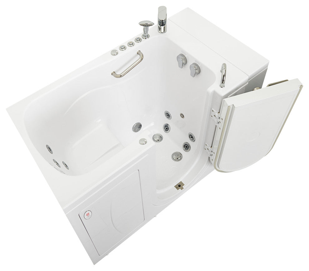 Ella Capri 30"x52" Air+Hydro Massage Walk-In Bathtub, Outward Swing Door, Faucet