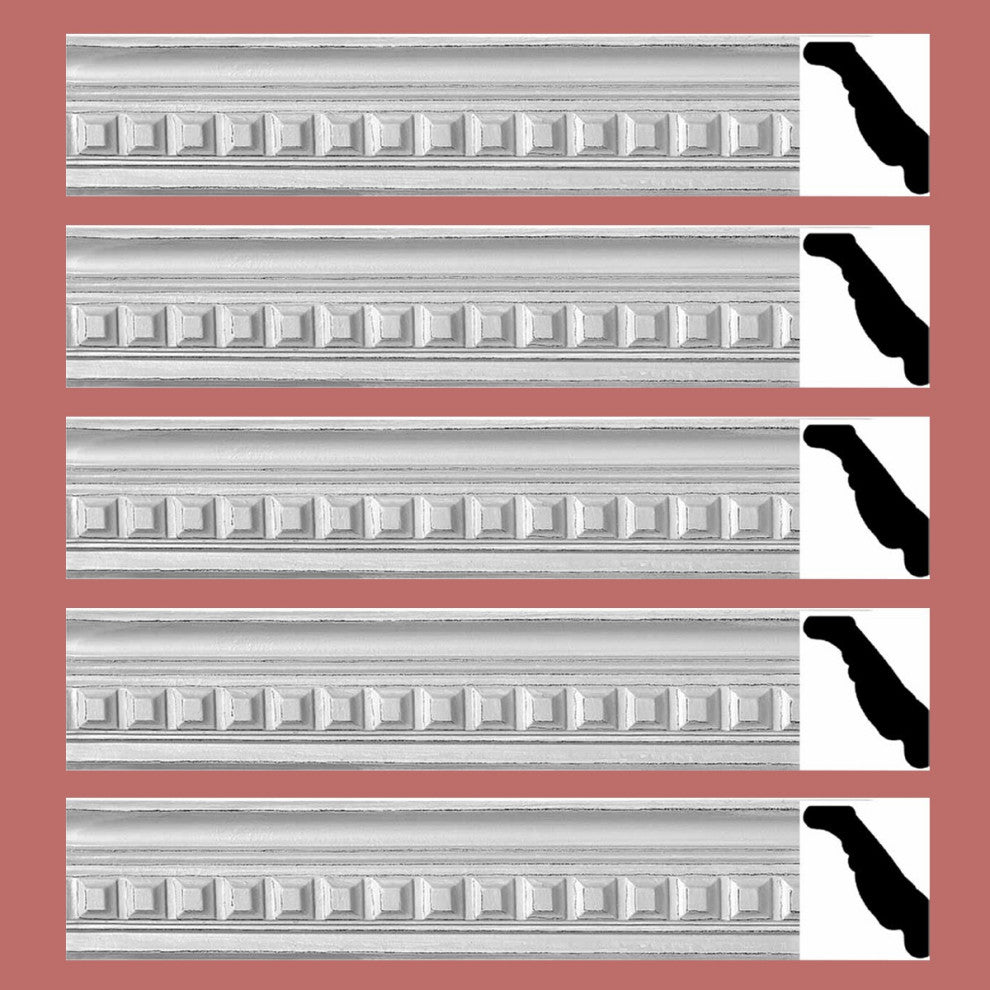 Ornate Cornice White Urethane Amelia Ornate  5 Pieces Totaling 473.75" Length