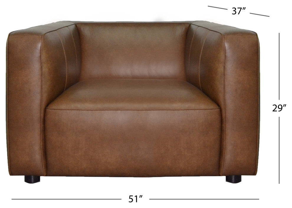 Jude Top Grain Leather Camel Brown Arm Chair