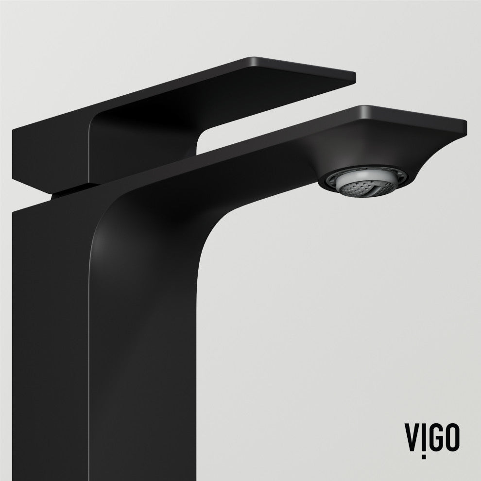 VIGO Dunn 6" H Single Handle Single Hole Bathroom Faucet, Matte Black, Without Extras