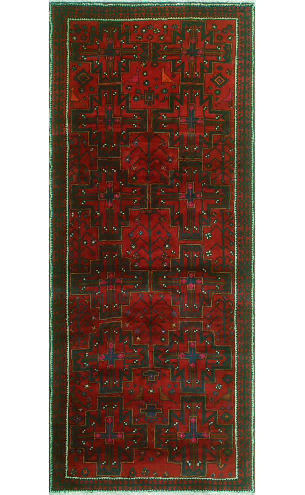 Fine Vintage Distressed Laylah Red/Ivory Runner, 4'0x10'3