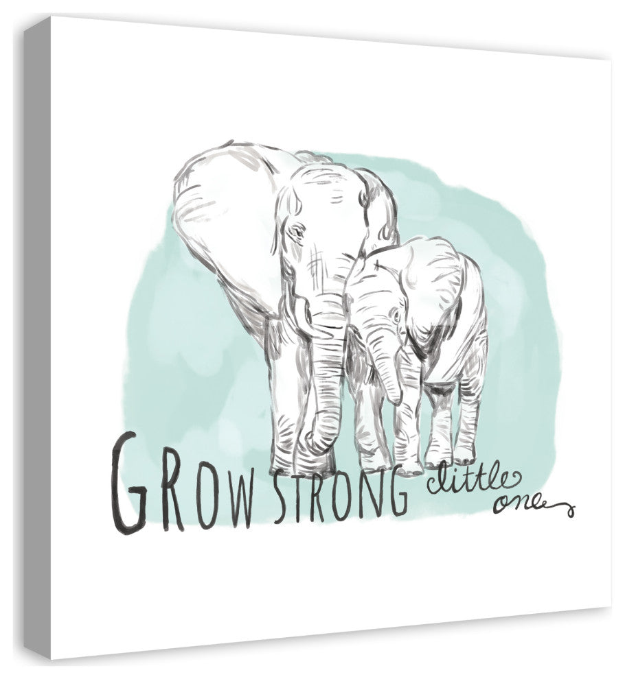 Grow Strong Elephant 24x24 Canvas Wall Art
