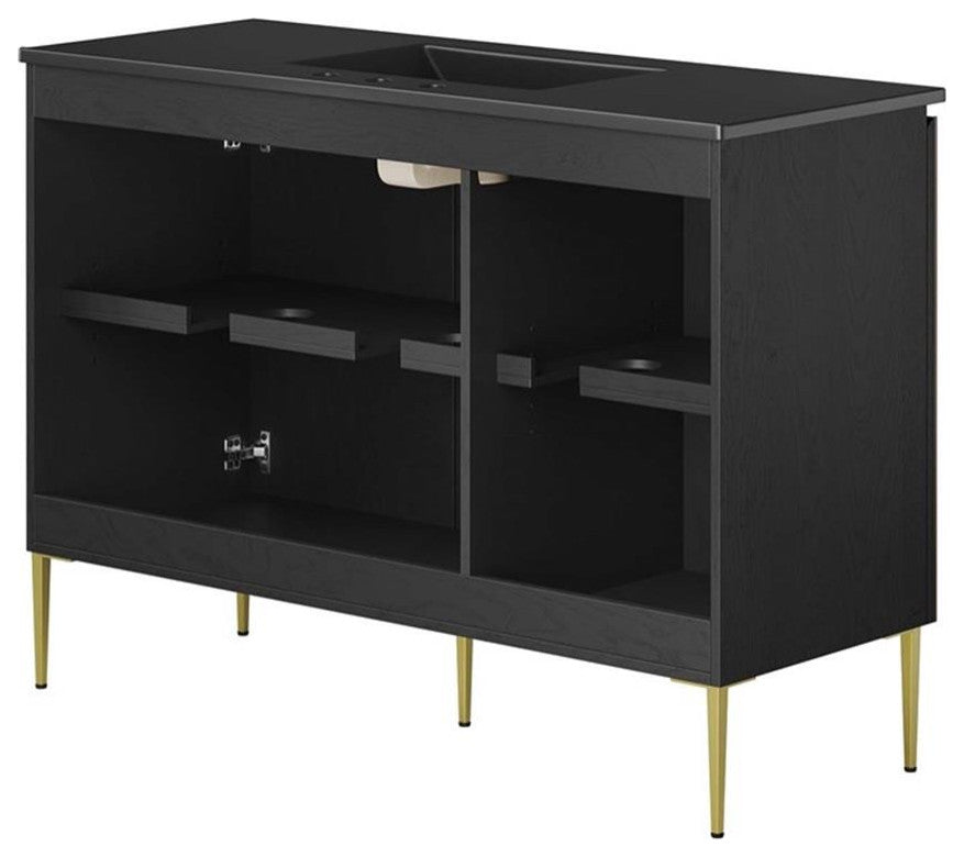 Modway Alchemist 48" Single Sink Modern Wood Bathroom Vanity in Black
