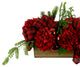 Hydrangea and Evergreen Holiday Arrangement in a Wood Planter