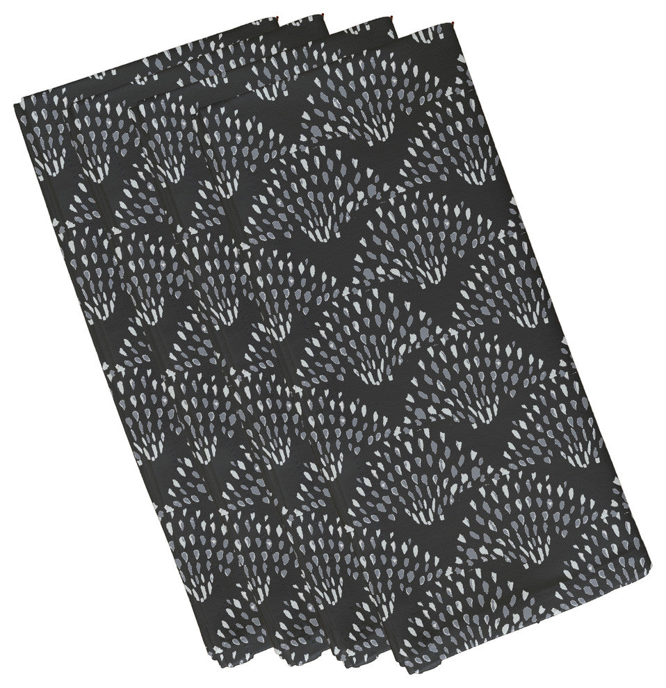 Fan Dance 19" Black Geometric Print Napkin, Set of 4