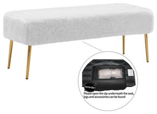 Soft-Touch Faux Fur Bedroom Bench, White