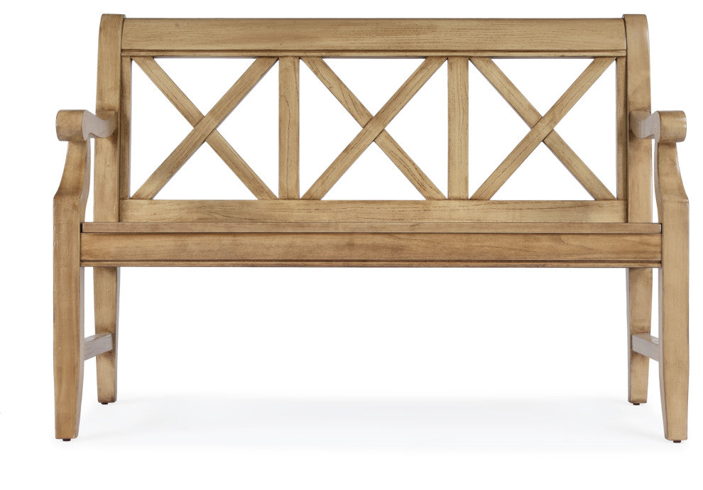 Gerrit Wooden 44"W Bench, Antique Beige