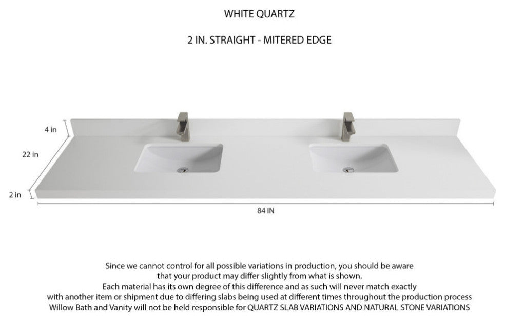Sonoma Teak 84 Double Sink Bath Vanity in Dark Natural with 2" White Quartz