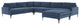 Serena Blue Velvet Large Chaise Sectional With Black Legs
