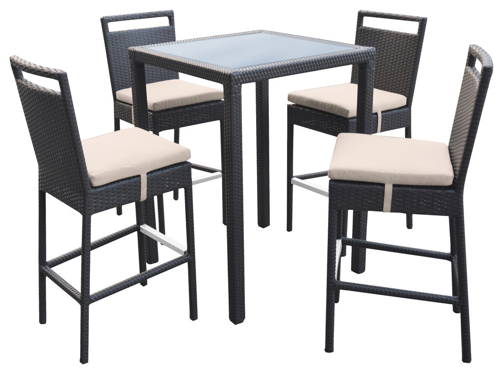 5-Piece Tropez Outdoor Patio Wicker Bar Set