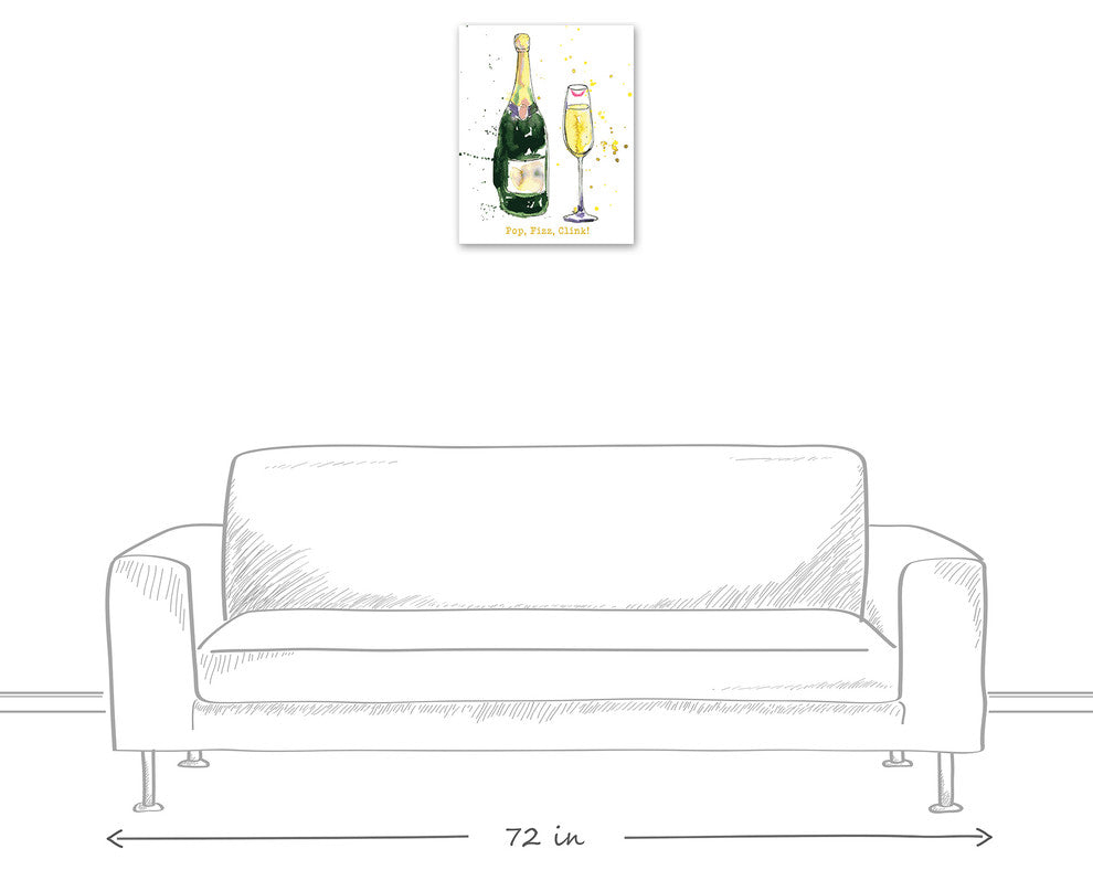 Pop, Fizz, Clink Champagne Canvas Wall Art, 16"x20"