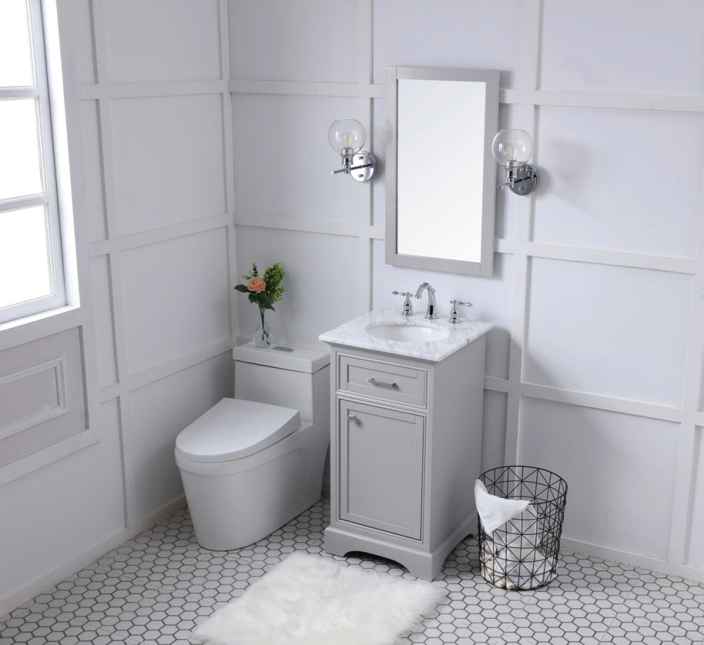 Amber Single Bathroom Vanity, Blue, Light Grey, 19"
