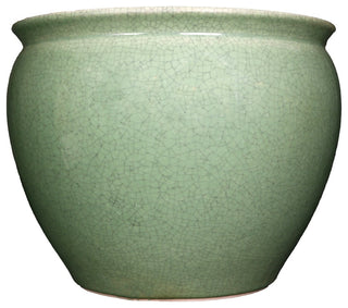 Chinese Porcelain Fish Bowl Planter, Celadon Crackle, 14"