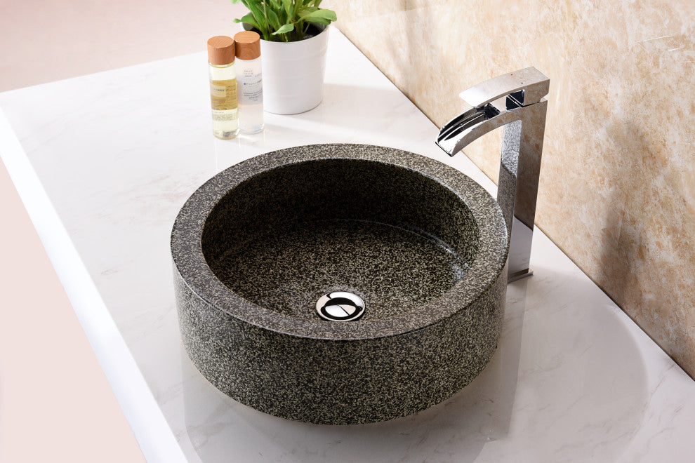 ANZZI Black Iro Tempered Glass Bathroom Vessel Sink