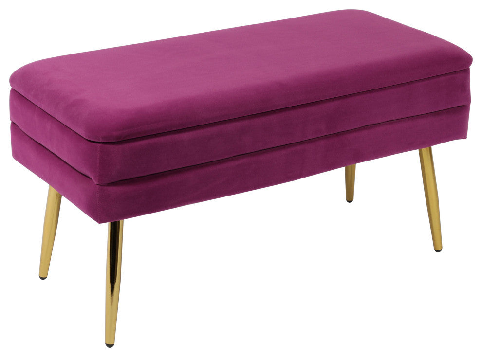 Ziva Plum Velvet Storage Bench - Plum