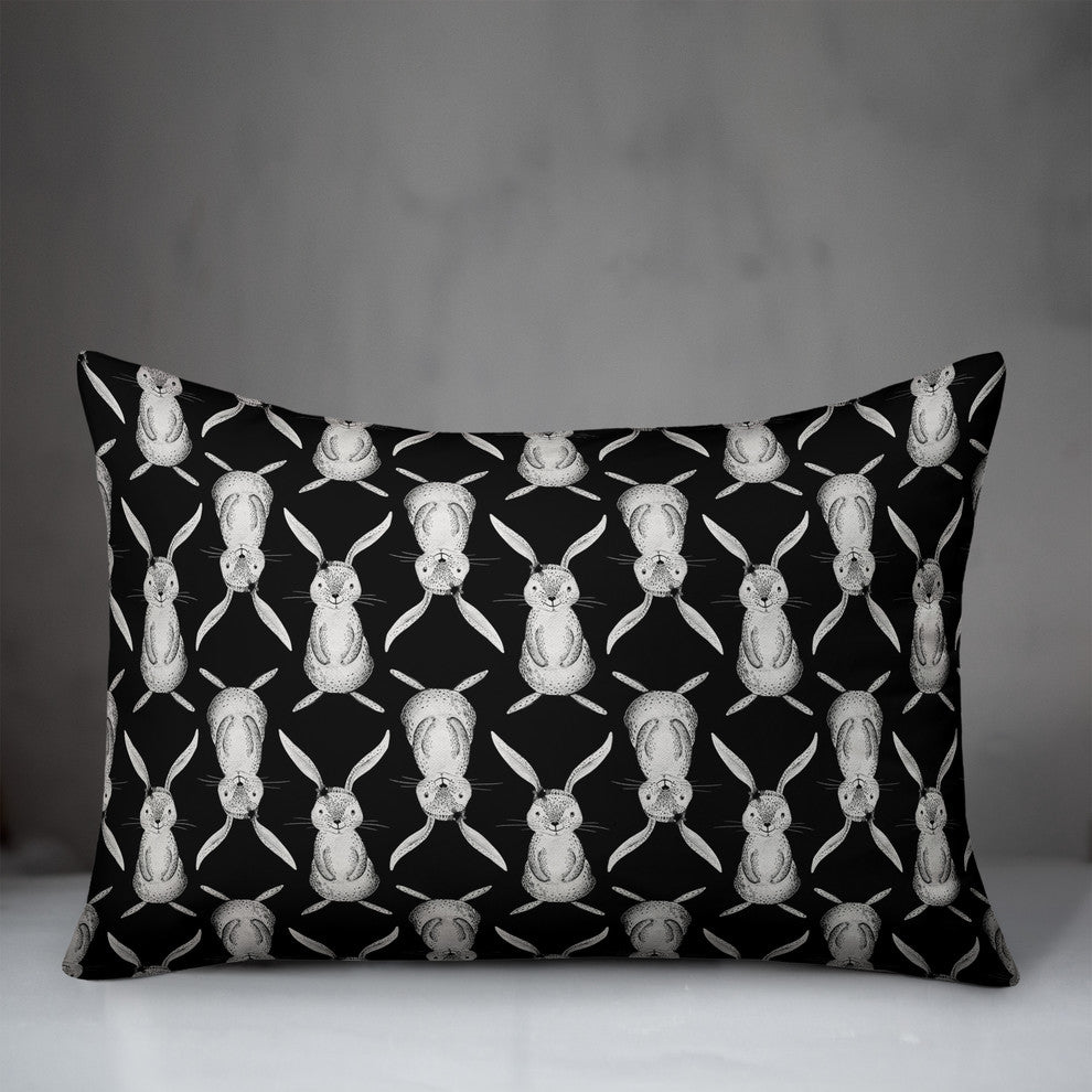 Modern Grey Bunnies 14x20 Lumbar Pillow Cover