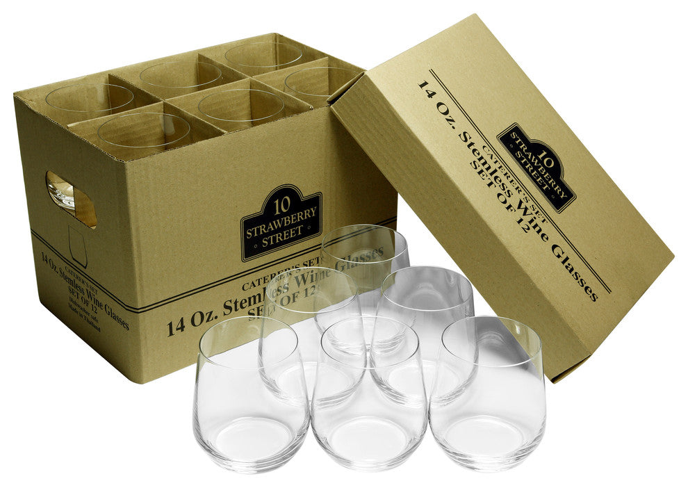 Catering Pack Stemless Wine Glasses, Set of 12