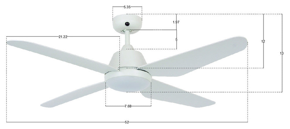 Lucci Air Aria 132-cm LED Light with Remote Ceiling Fan, White