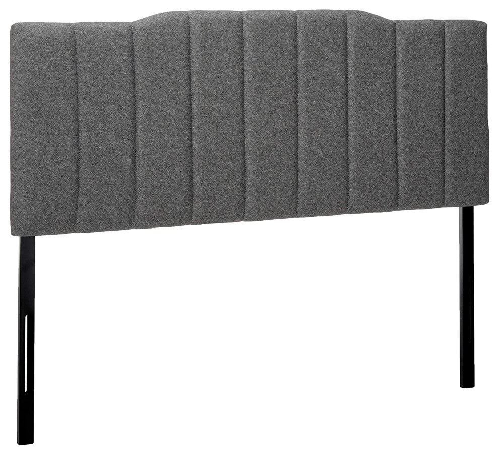 Upholstered Channel Stitched Headboard in Grey, Full
