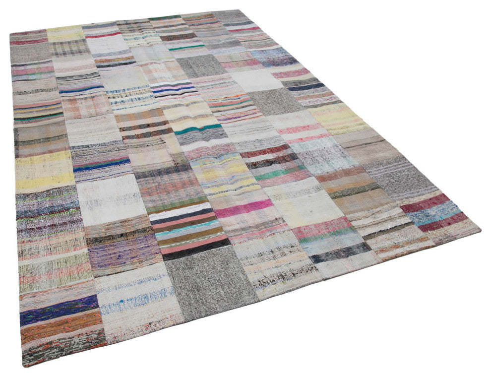 Rug N Carpet - Handmade Turkish 6' 7'' x 9' 10'' Unique Patchwork Kilim Rug