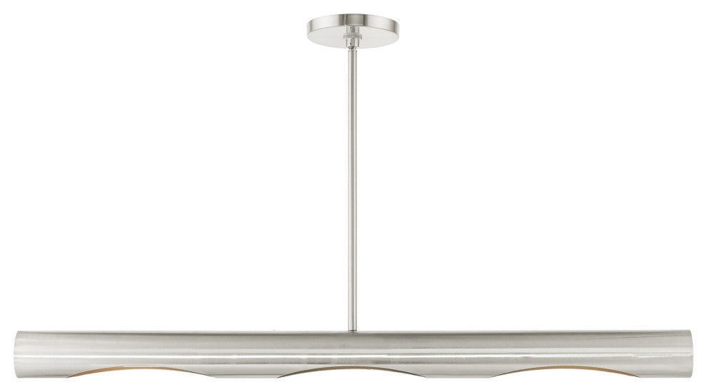 Brushed Nickel Contemporary, Minimal, Industrial, Urban, Sleek Linear Chandelier