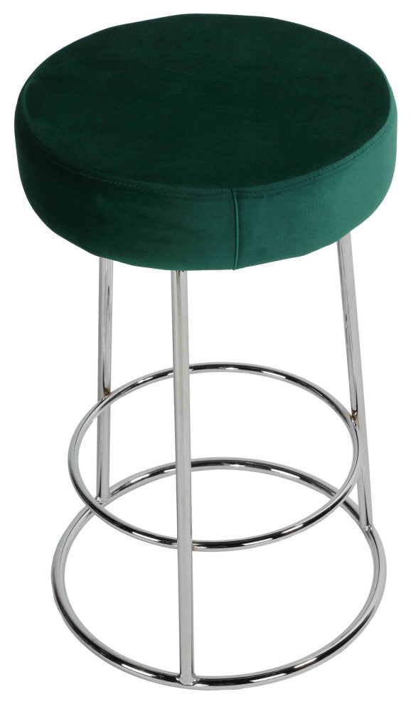 Bodiam Counterstool, Green Velvet and Chrome, 24"