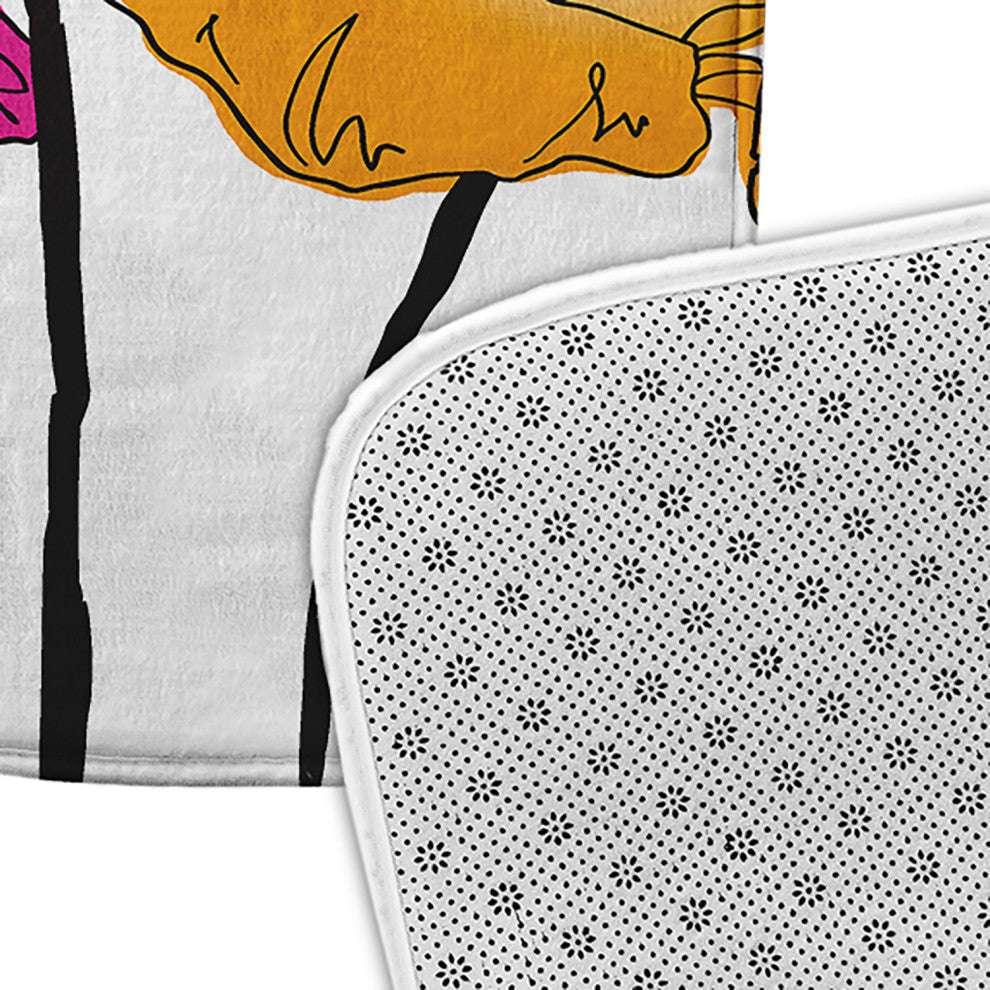 24" x 17" Popping Poppies Bathmat, Pink
