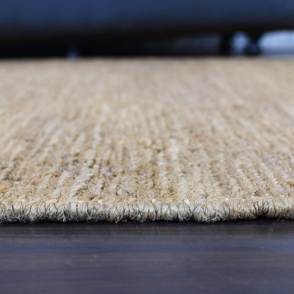 HAND WOVEN JUTE ECO-FRIENDLY SOLID AREA RUGS, Beige, Solid, Outdoor Indoor, [Rectangle] 9'x12'