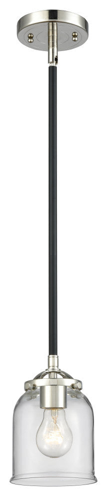 Small Bell 1-Light Mini Pendant, Black Polished Nickel, Clear