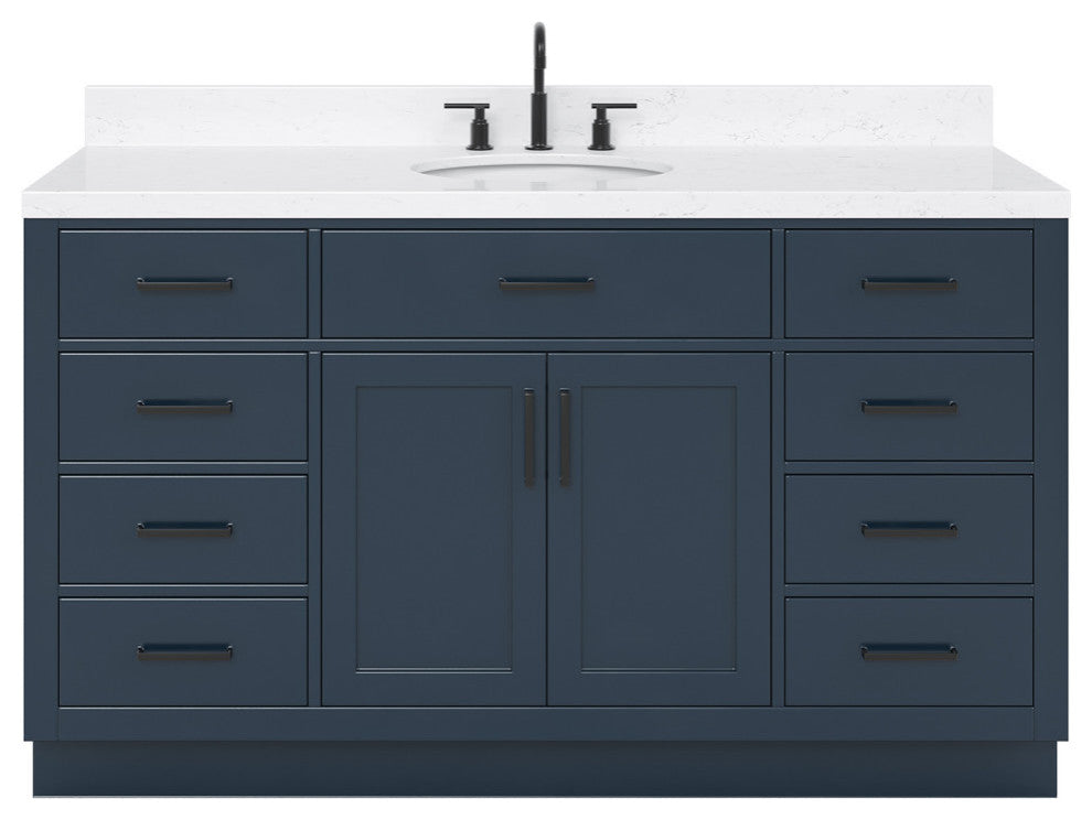 Ariel Hepburn 60"  Single Oval Sink Vanity, Carrara Quartz