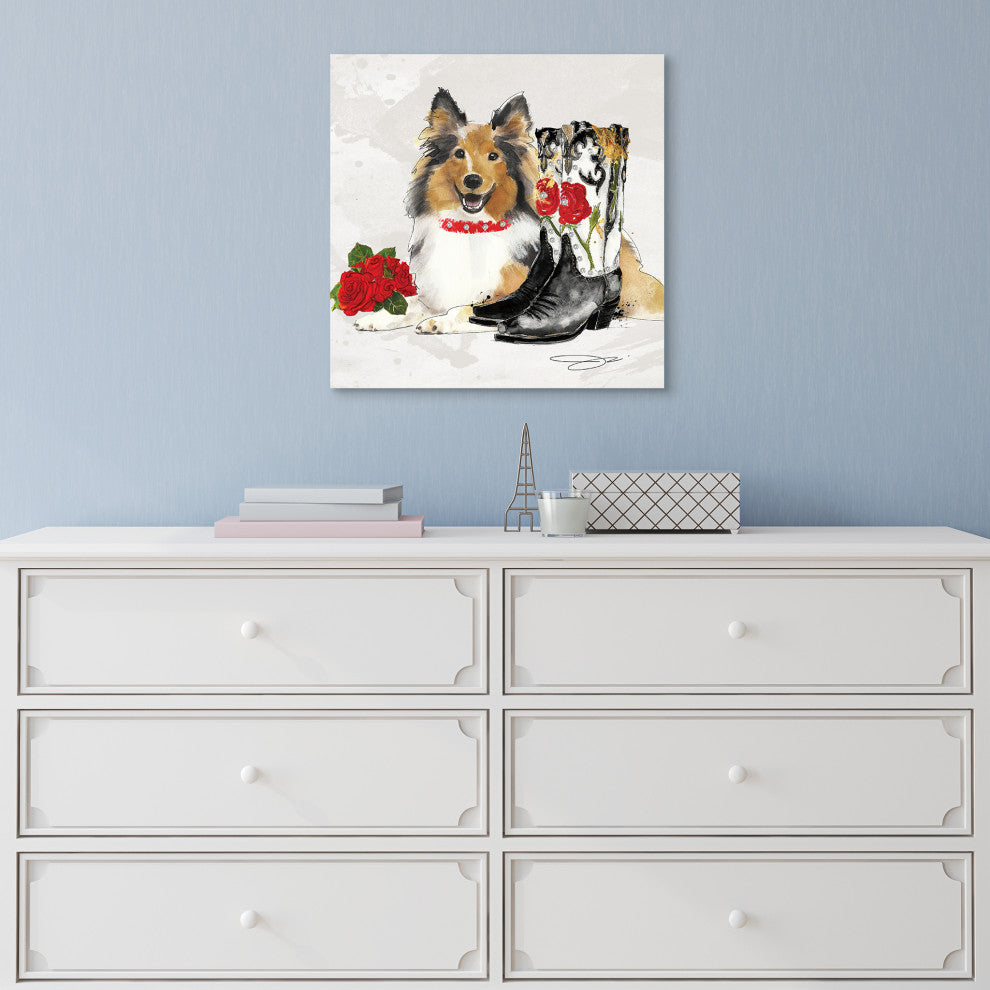 "Collie" Dog Wall Art Graphic Print Frameless Free Floating Tempered Glass Panel