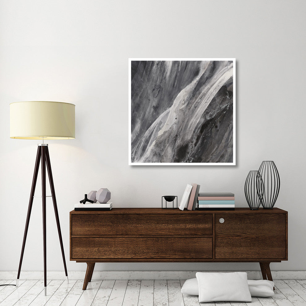 "Dark Grey Splash" Digital Paper Print by Albena Hristova, 42"x42"