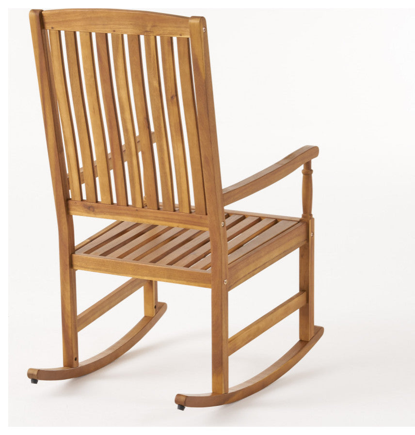 Penny Outdoor Acacia Wood Rocking Chairs, Set of 2, Teak Finish