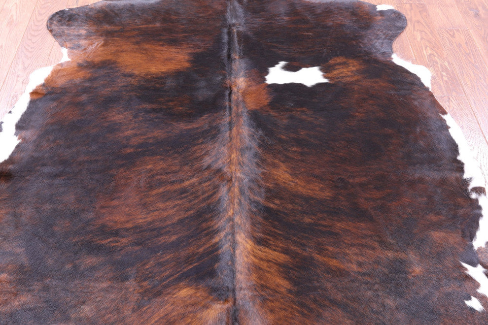 6' 7" X 6' 2" Brindle Natural Cowhide Rug C2259