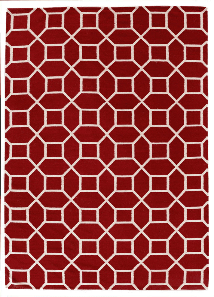 Exquisite Rugs, Flatweave, Red and White, 5''x8''
