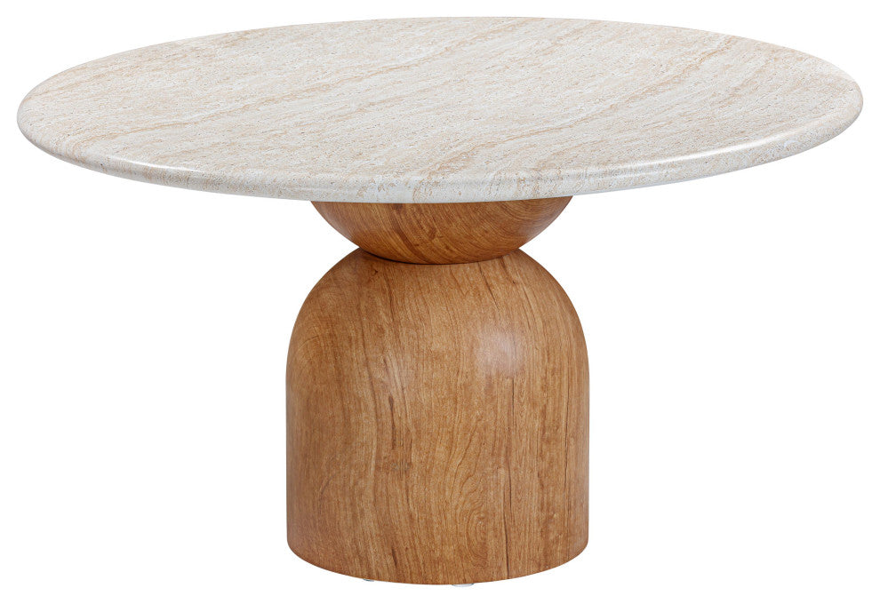 Cynthia Travertine Concrete Indoor / Outdoor 54" Round Dining Table
