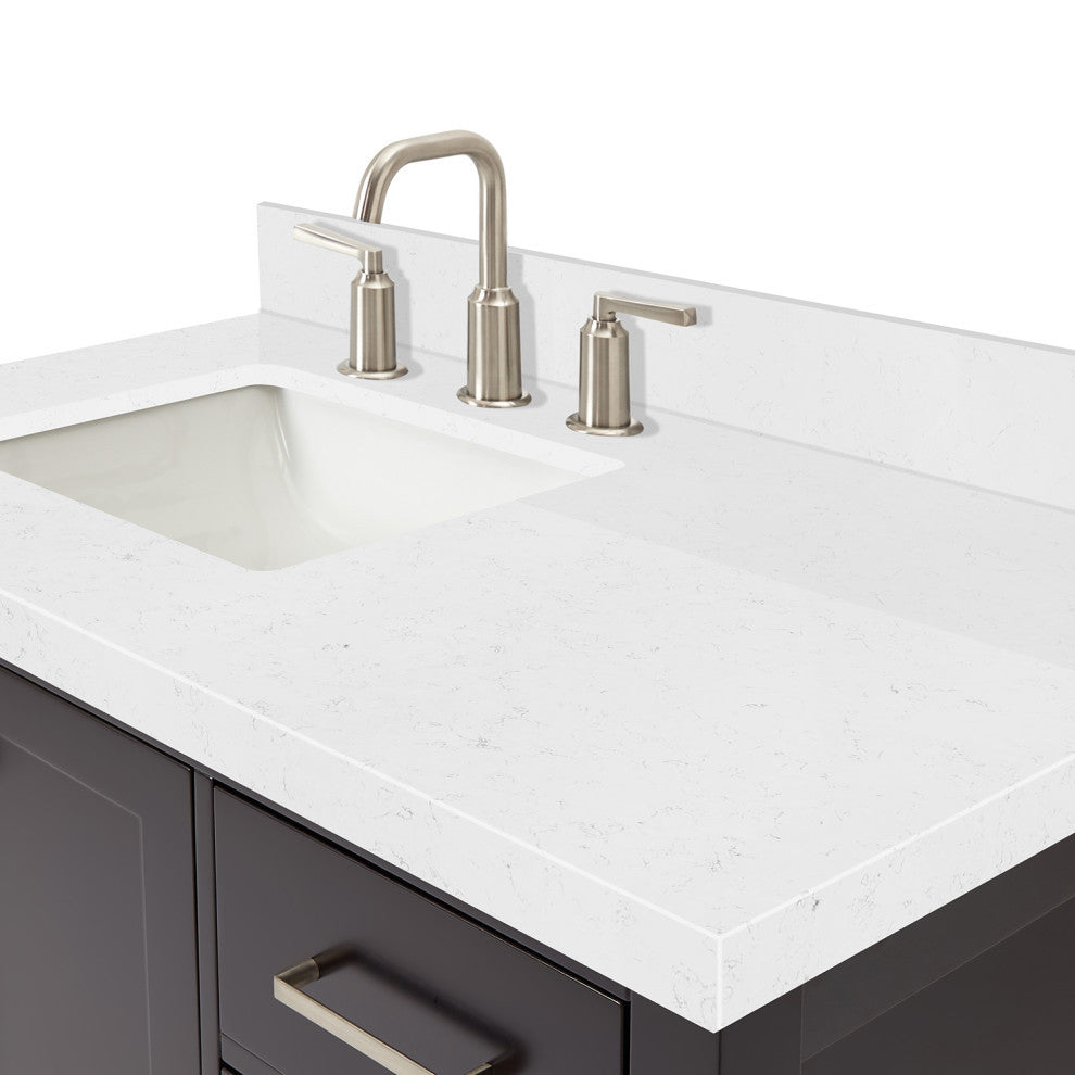 Ariel Cambridge 42" Left  Single Rectangle Sink Vanity, Carrara Quartz