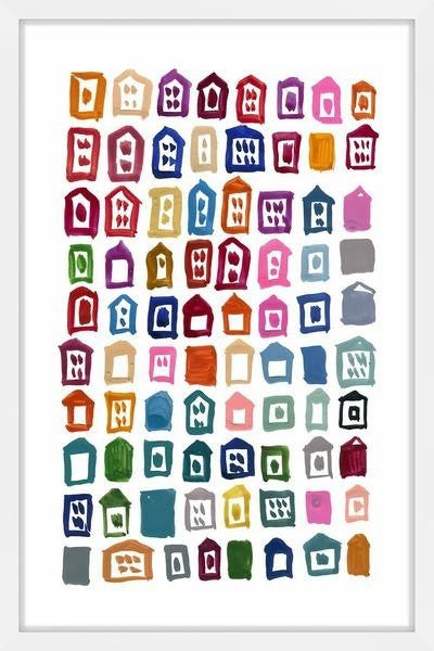 "Rainbow Homes" Framed Painting Print, 20"x30"