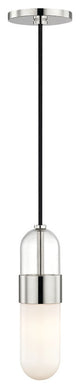 Emilia LED Pendant - Polished Nickel Finish - Clear Glass Top Opal Glass Bottom