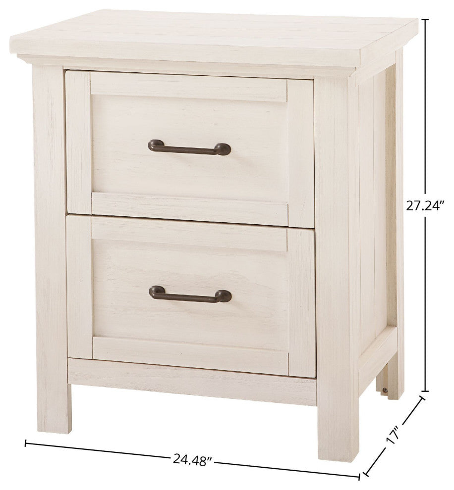 Westfield 2-Drawer Wood Nightstand, Brushed White