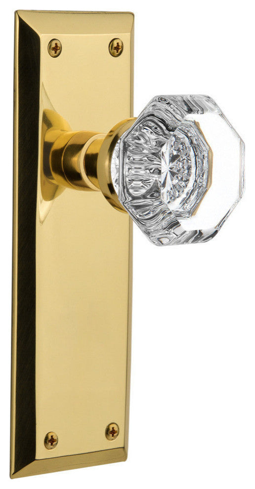 Double New York Plate With Waldorf Knob, Unlacquered Brass