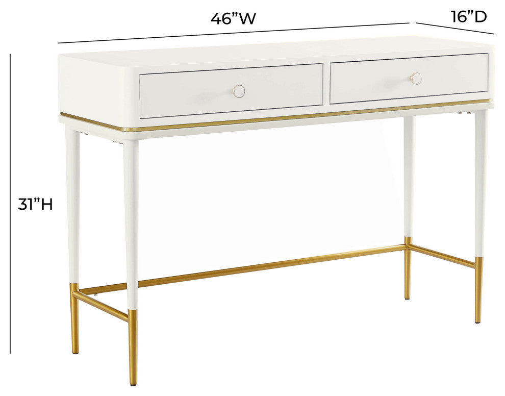 Mariah 2 Drawer Off-White Desk - Off-White