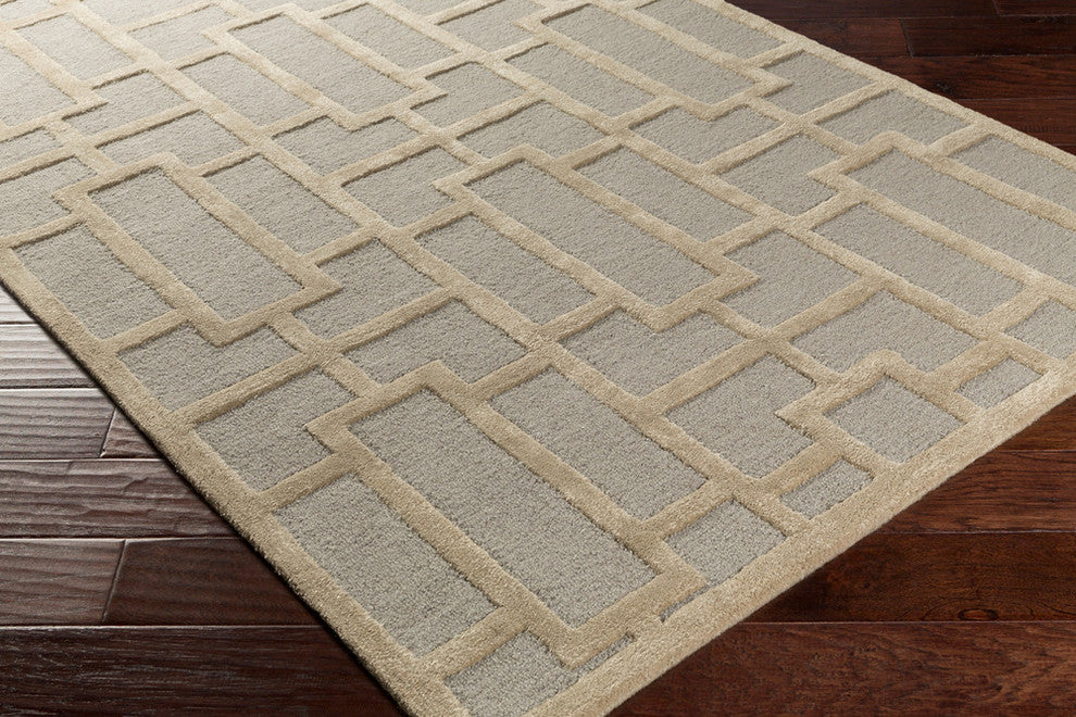 Arise Modern Light Gray, Khaki Area Rug, 4'x6'