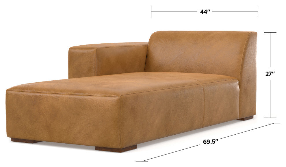 Rex Left Chaise Sofa Module in Genuine Leather