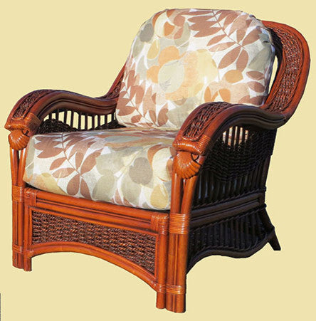 Seascape Arm Chair in Natural, Botanical-Fern Fabric