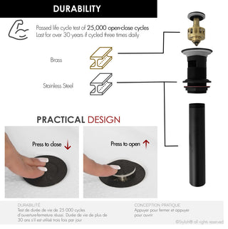 STYLISH Matte Black Pop-Up Bathroom Sink with Overflow Set of Two